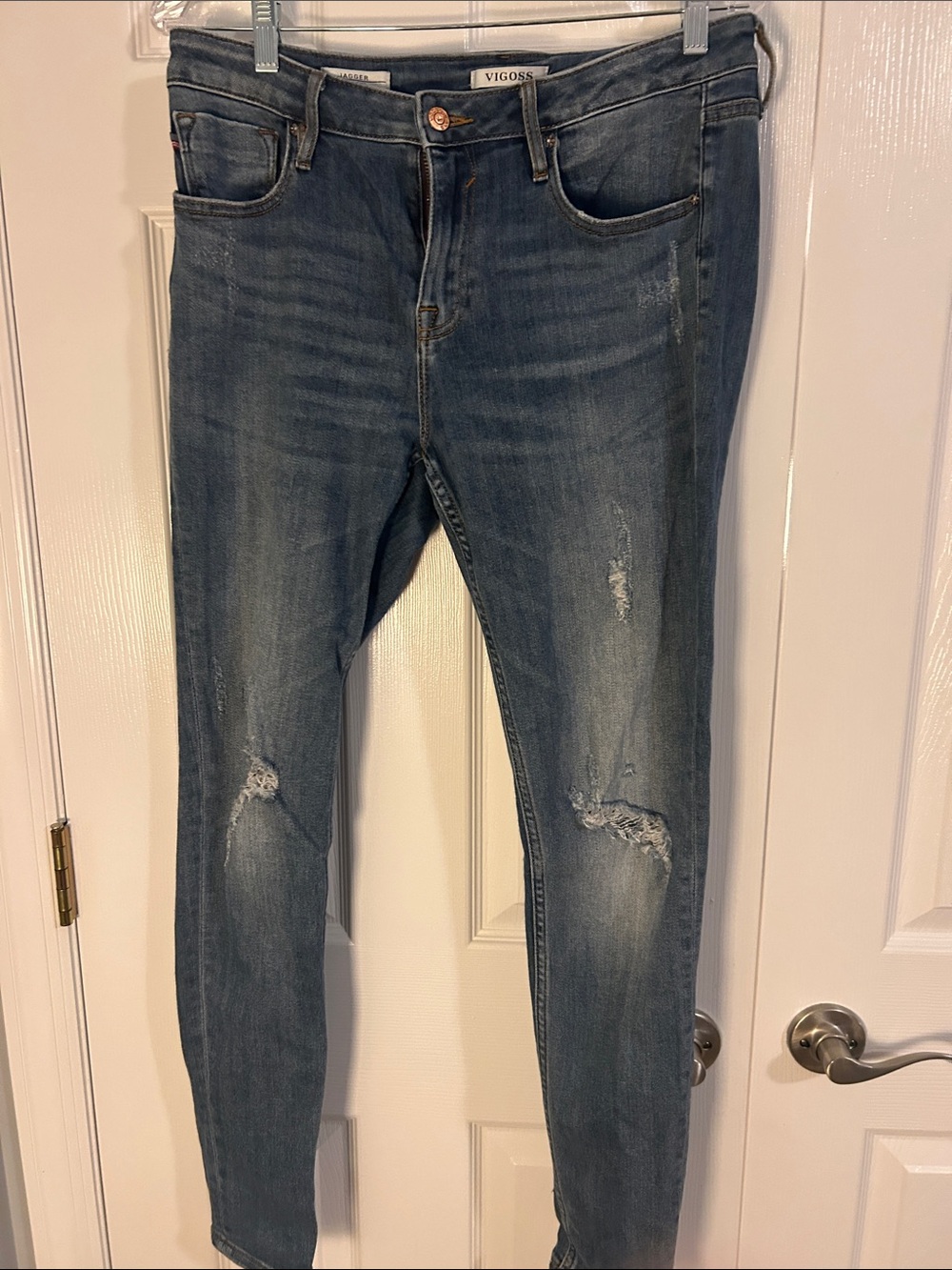 Vigoss Women's Ripped Skinny Jeans - Medium Blue